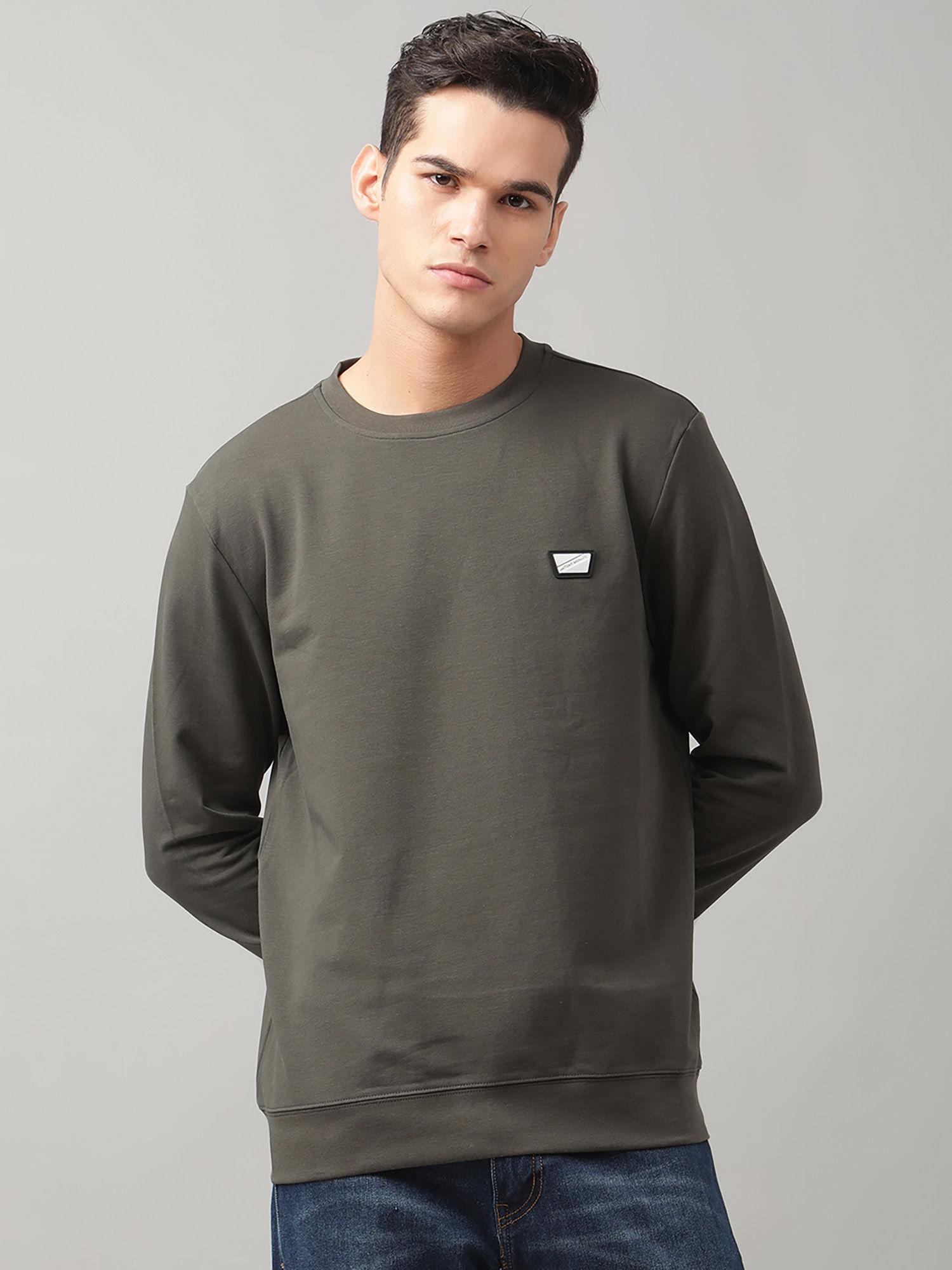 green solid sweatshirt