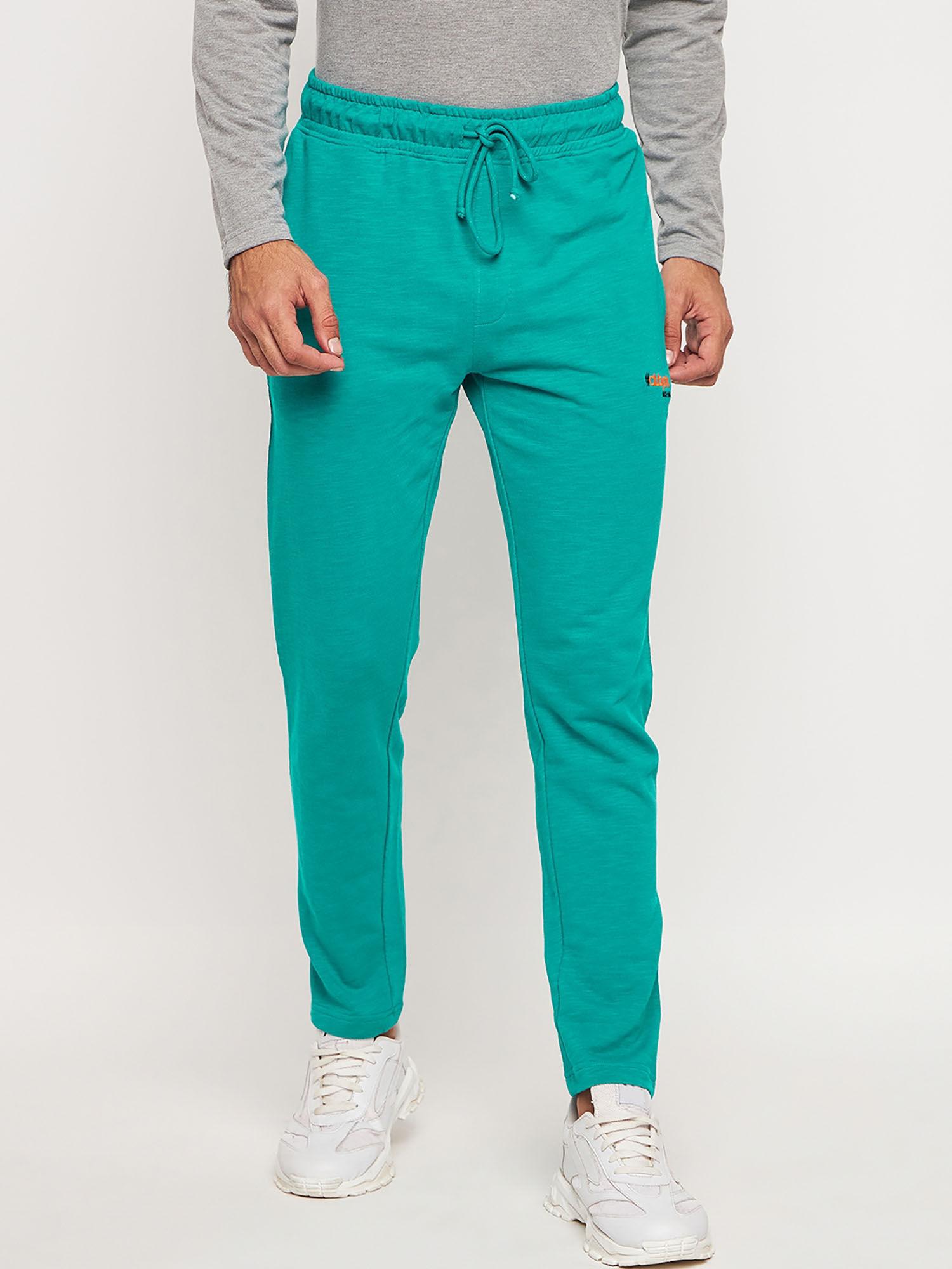 green solid trackpants