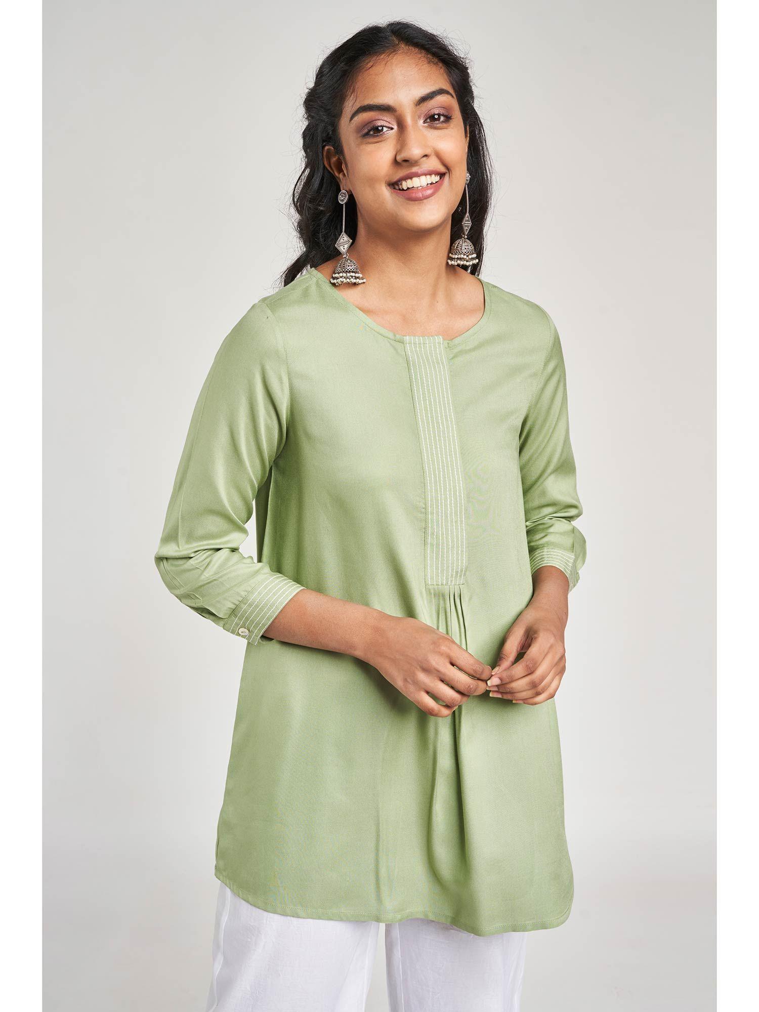 green solid tunic