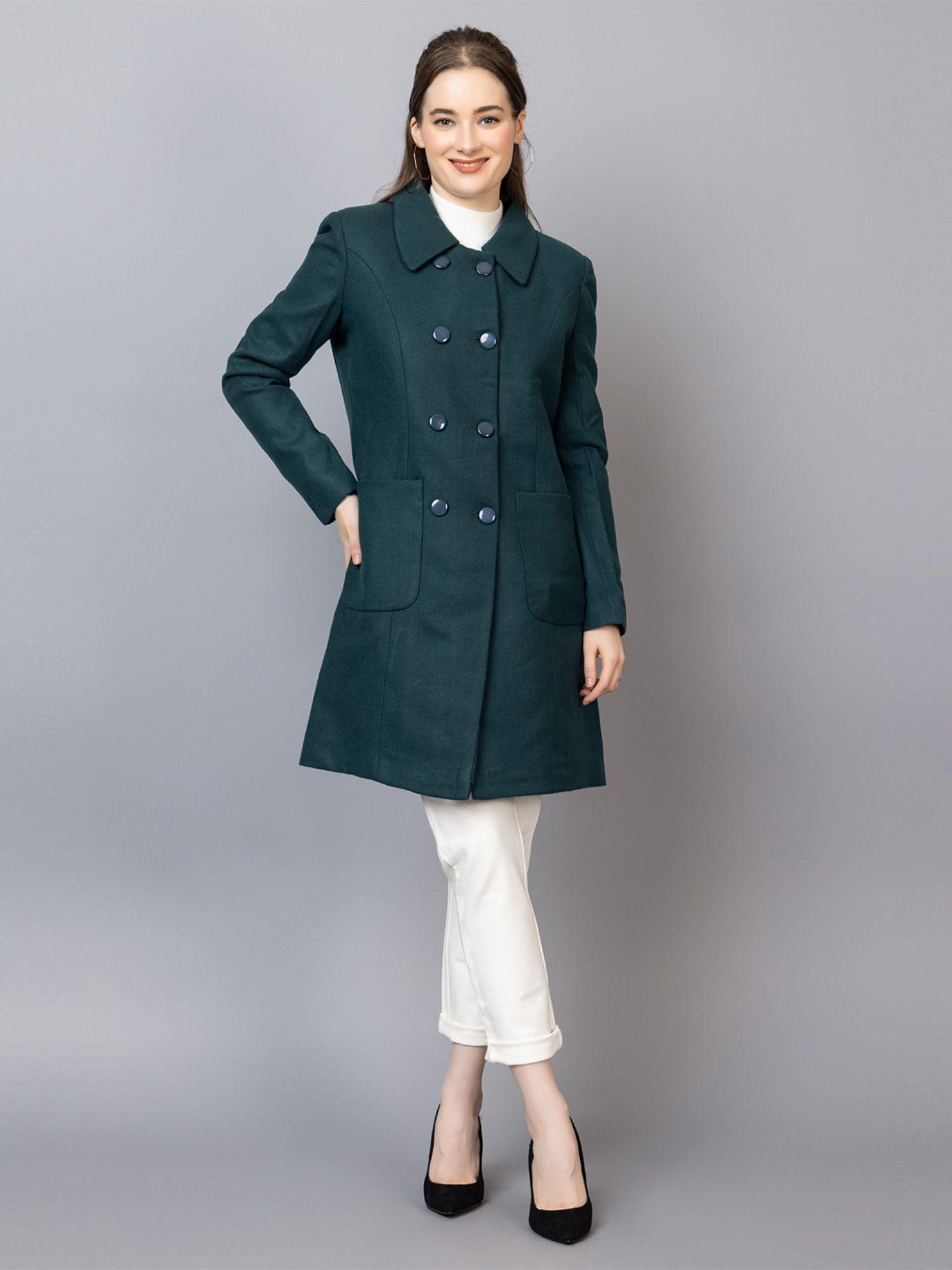 green spread collar winter overcoat