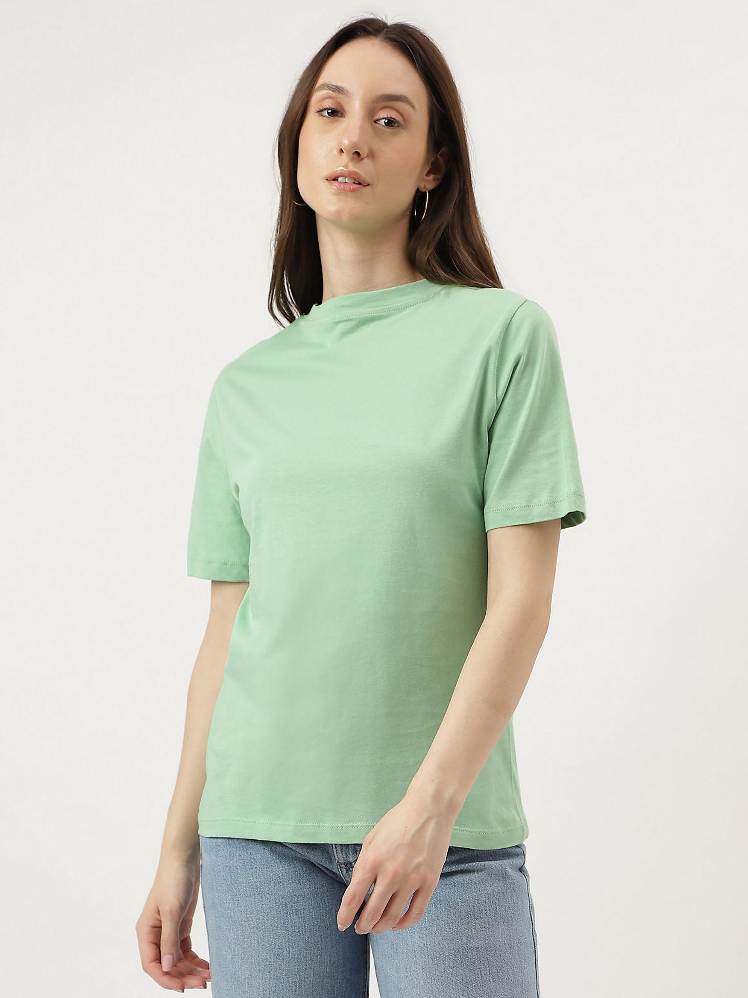 green straight fit crew neck t-shirt