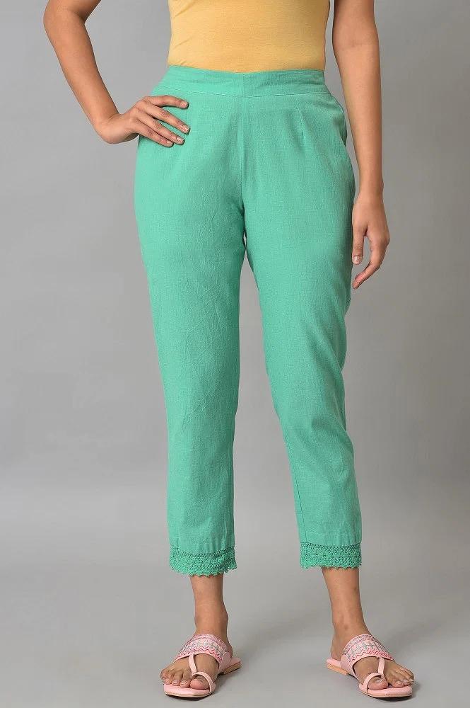 green straight fit trouser pants