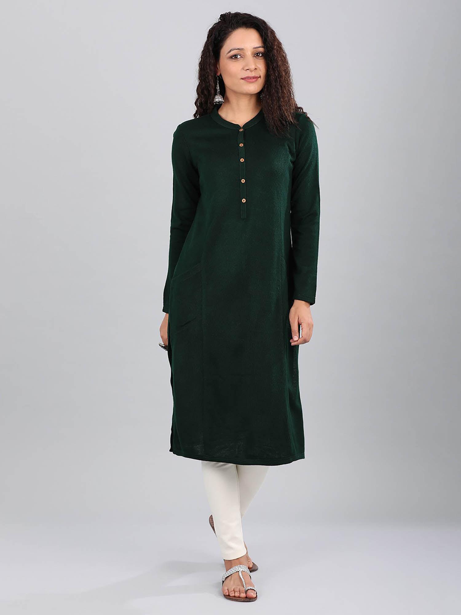 green straight kurta