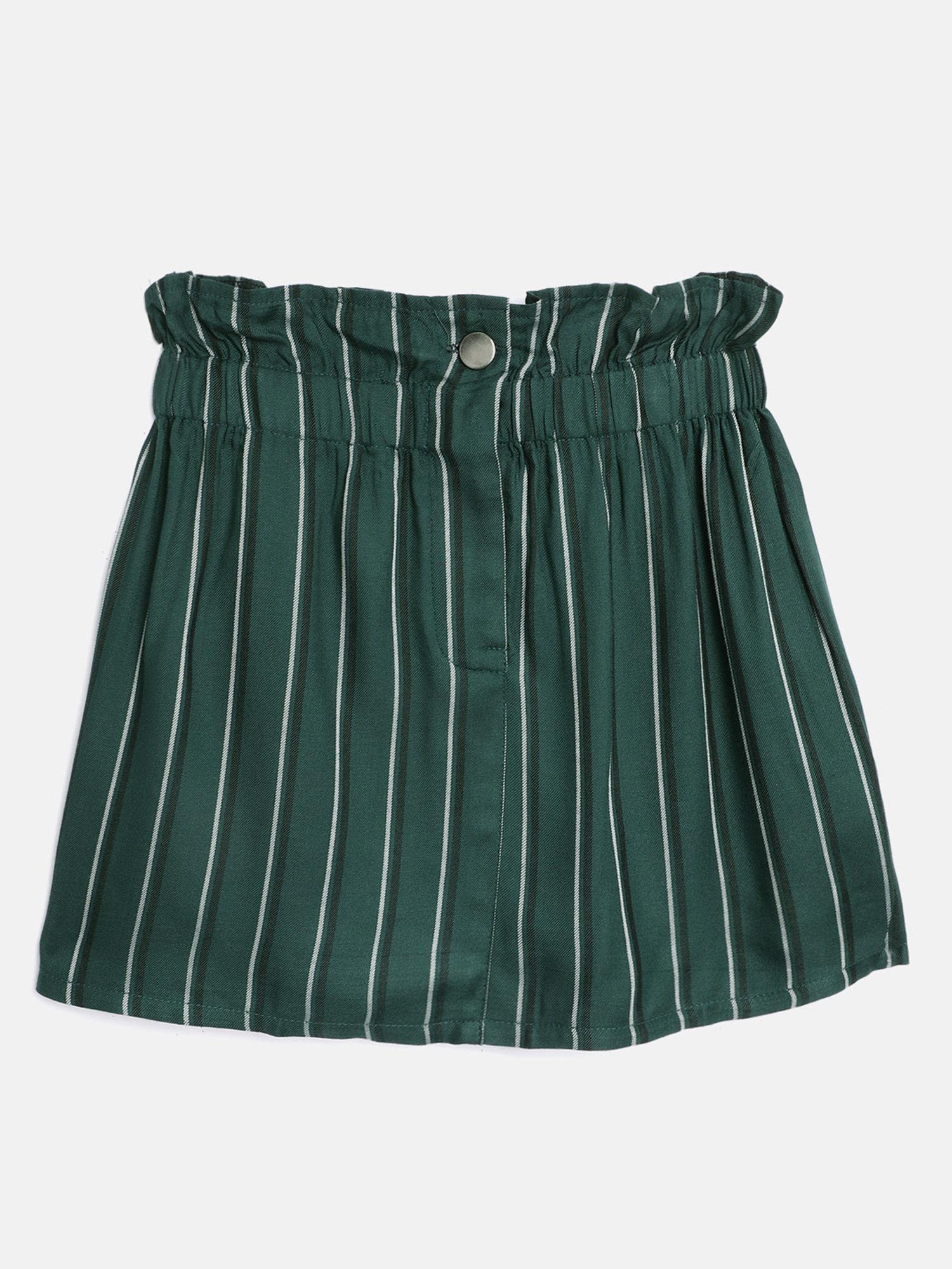 green stripe rayon paperbag skirt