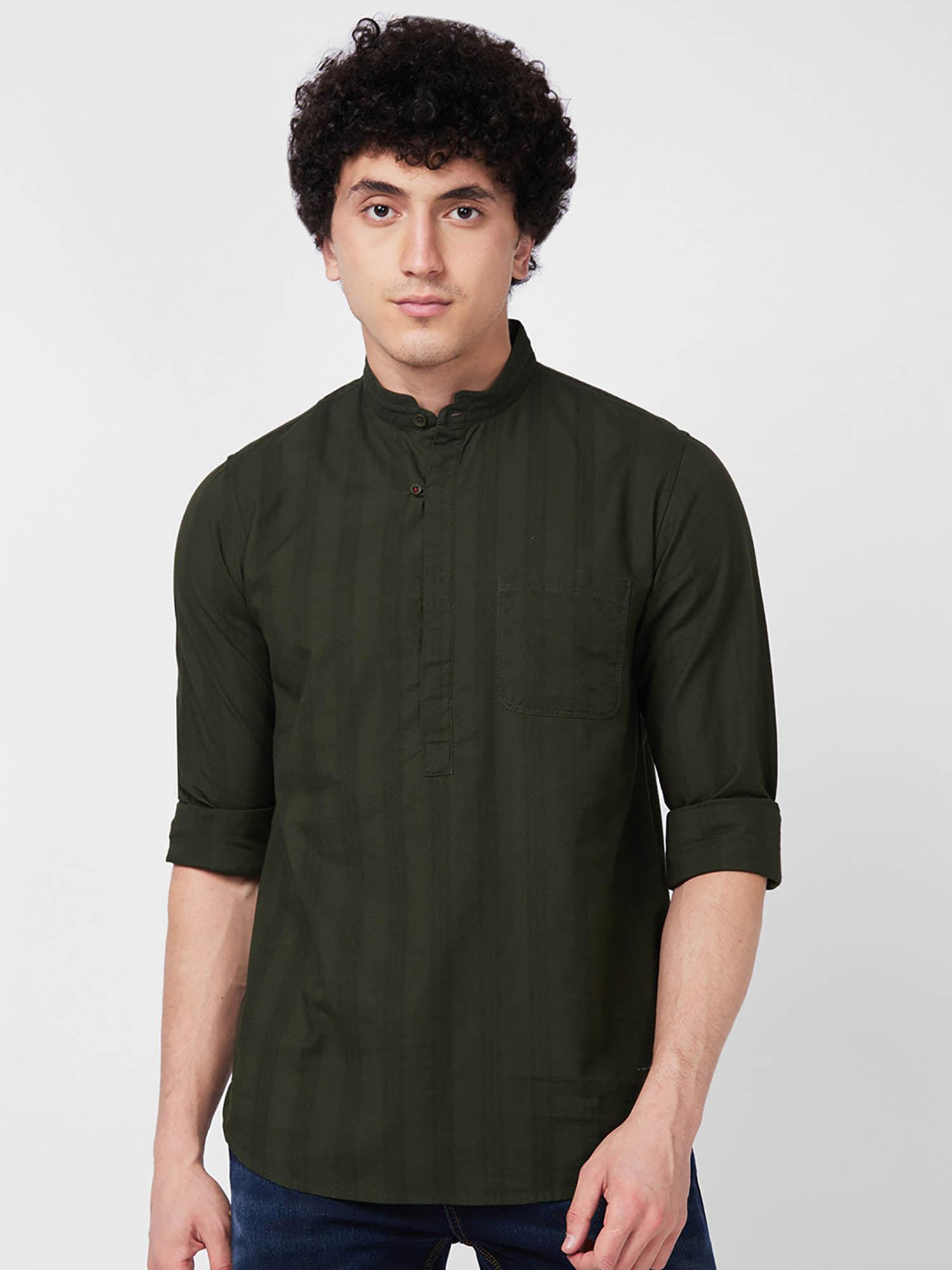 green stripes full sleeve shirt for men