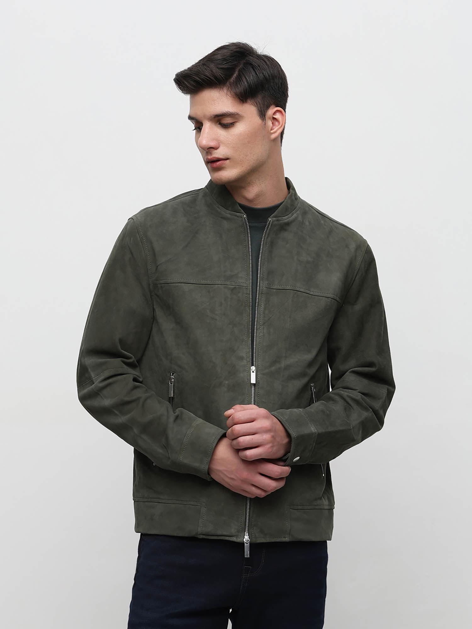 green suede bomber jacket