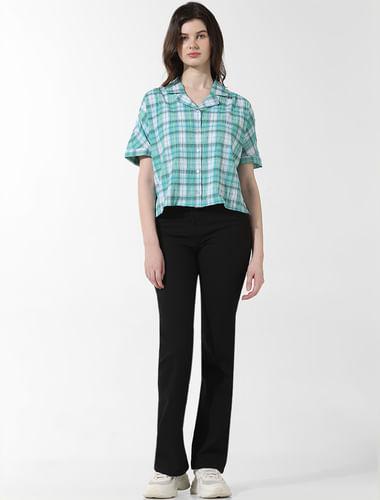 green textured check shirt