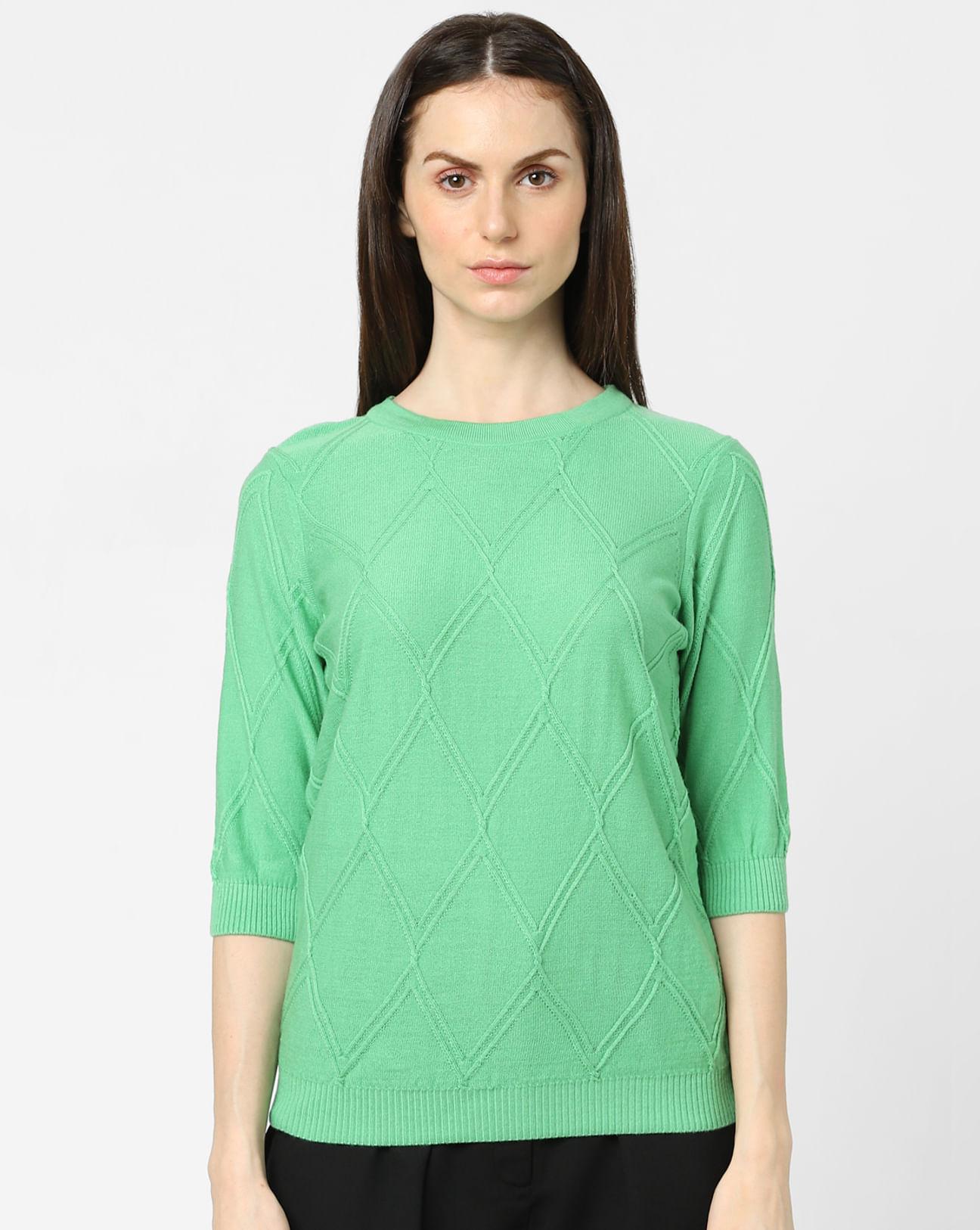 green textured pullover