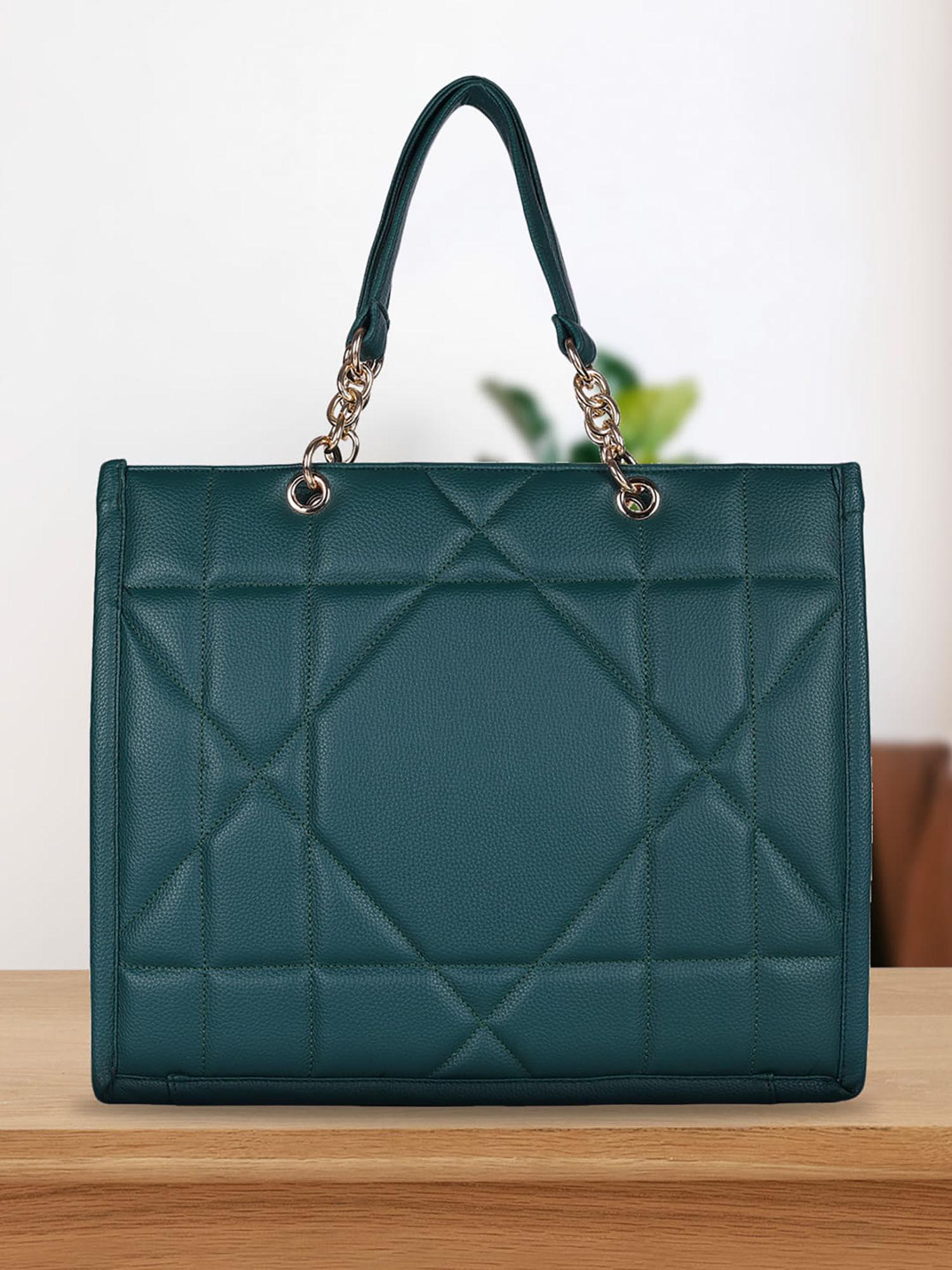 green textured tote bag