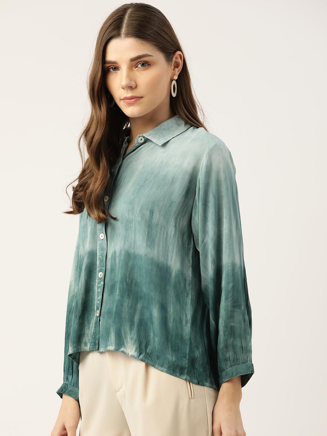 green tie dye rayon top