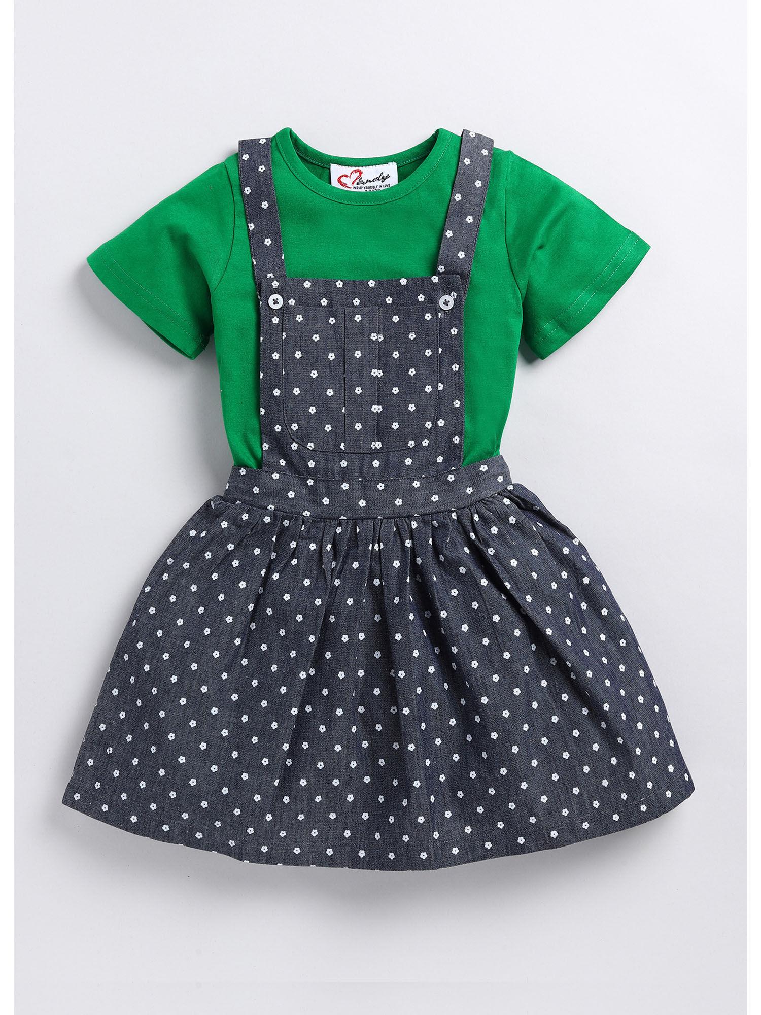 green top and dungaree style skirt (set of 2)