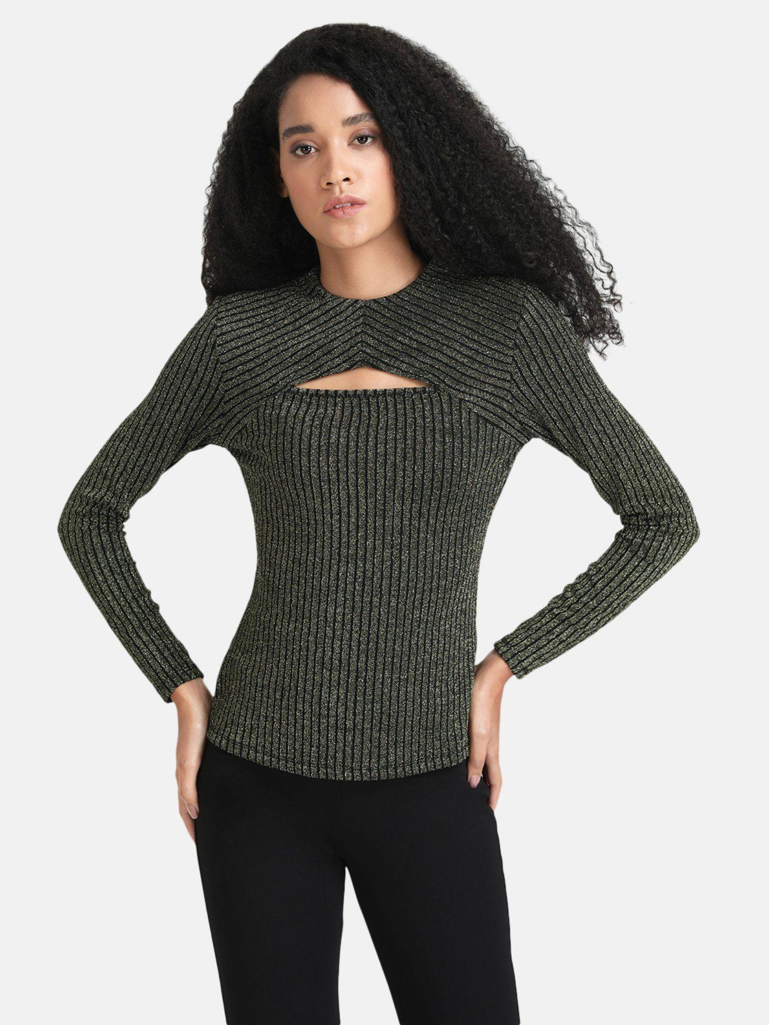 green top with cut-out detail