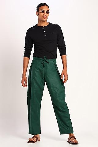 green trousers with tie-up