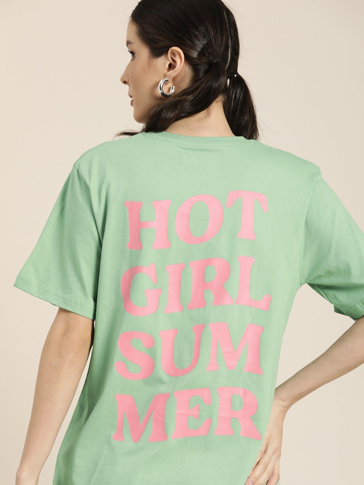 green typographic oversized t-shirt