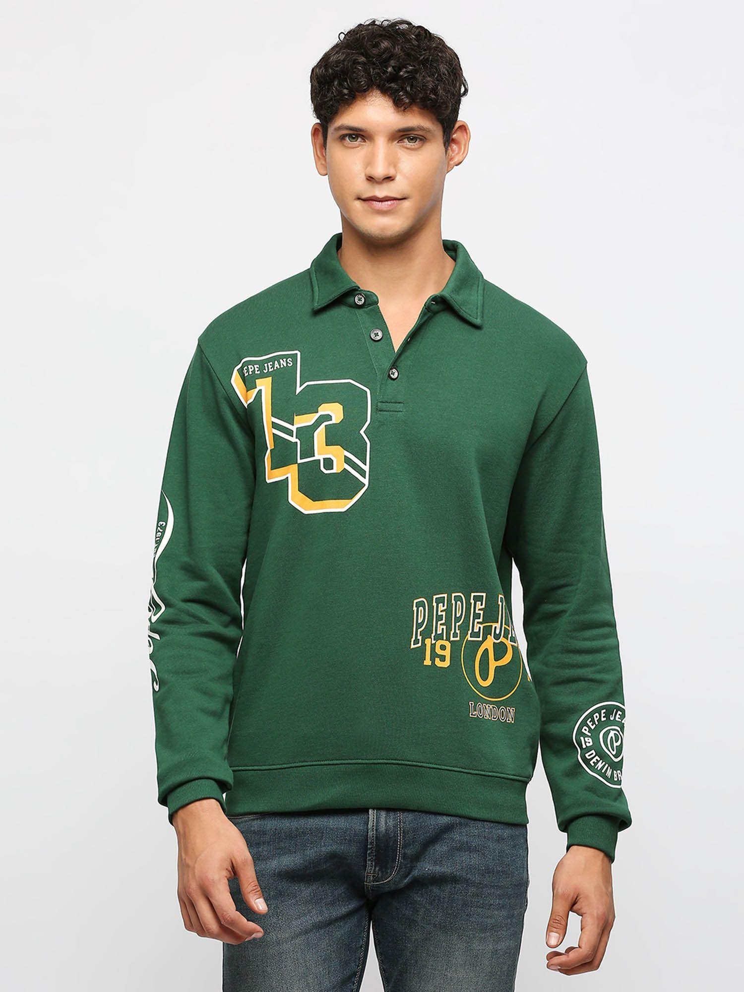 green typography printed sweatshirt