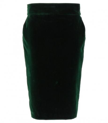 green velvet midi skirt