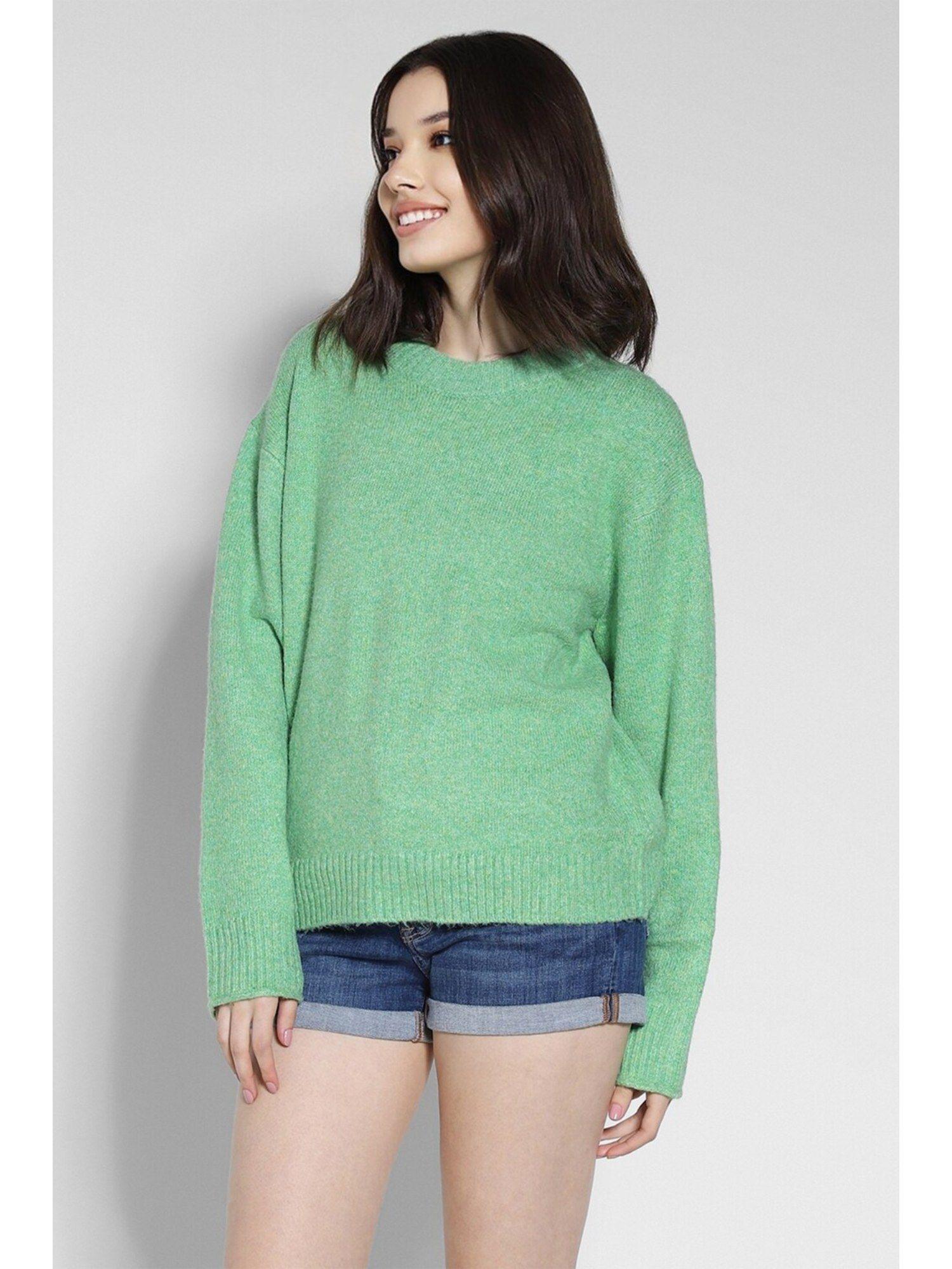 green whoa so soft crew neck sweater