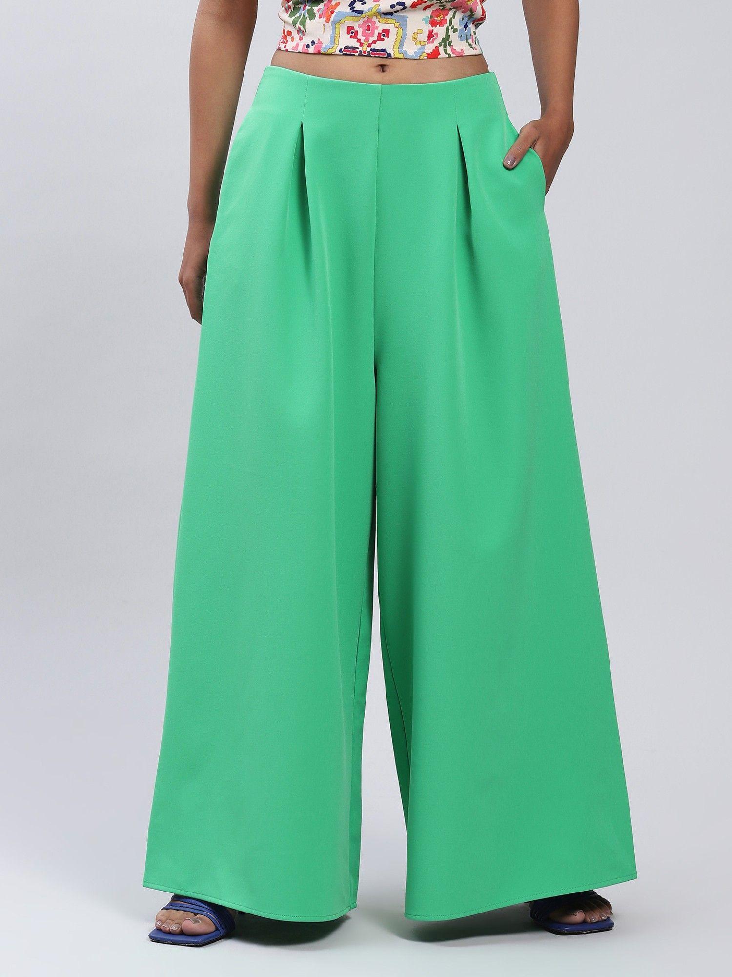 green wide leg pant