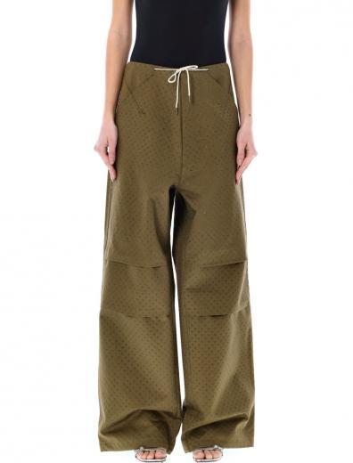 green wide leg trousers