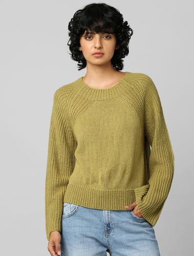 green wide sleeves pullover