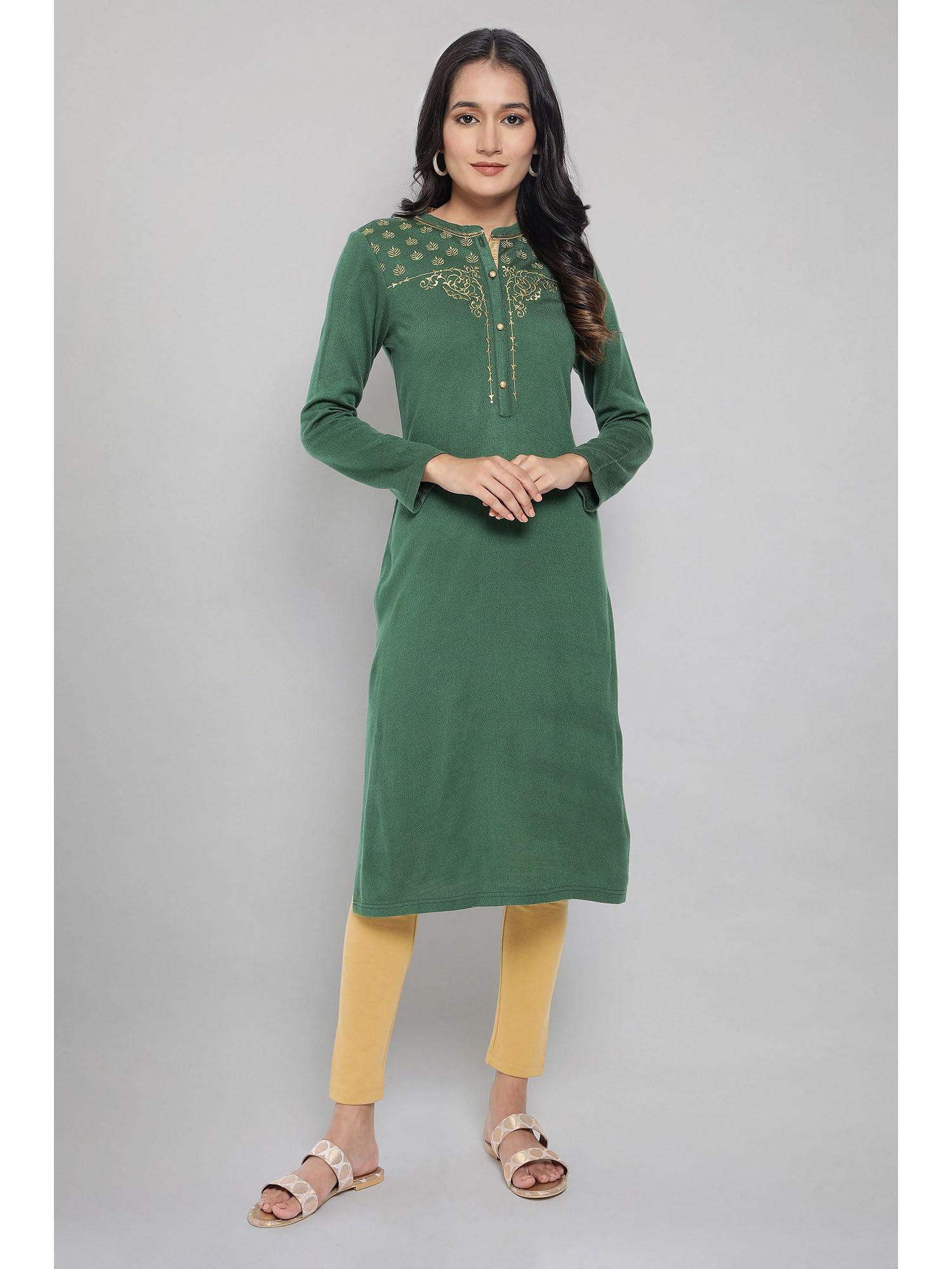 green winter kurta