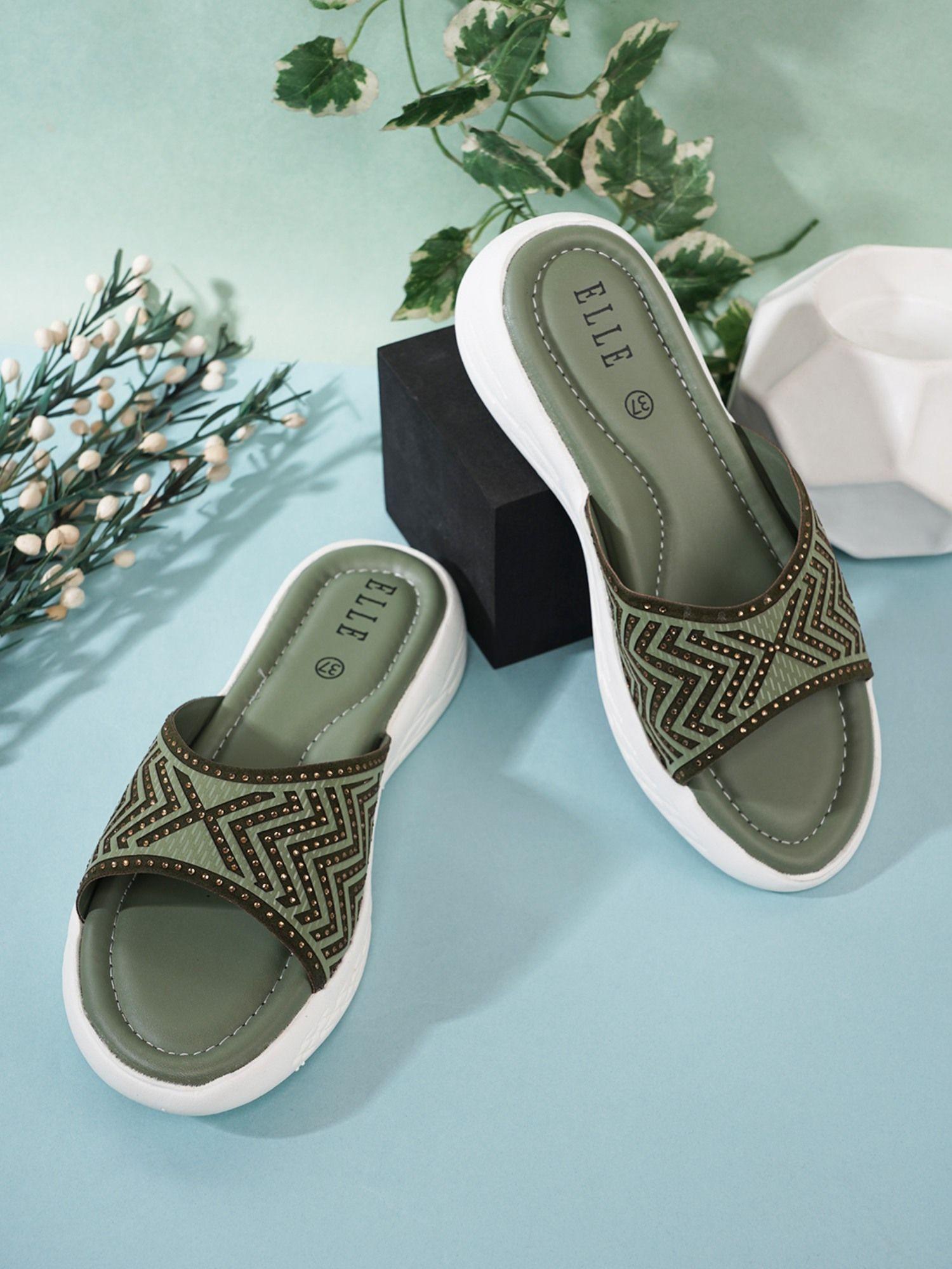 green women slip on sliders