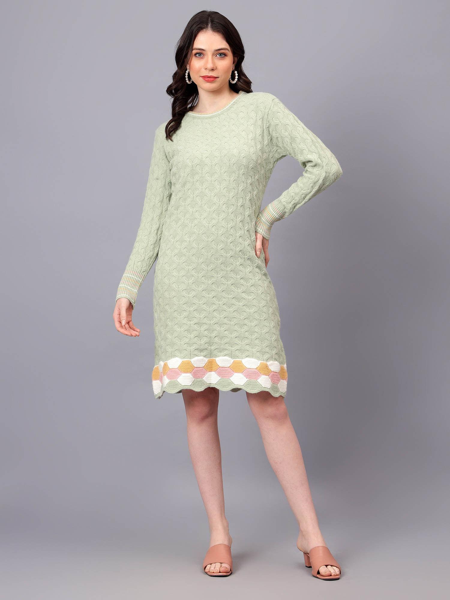 green womens woollen dress