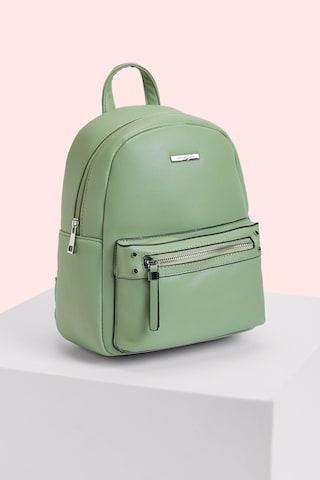 green zipper detail casual pvc women backpack