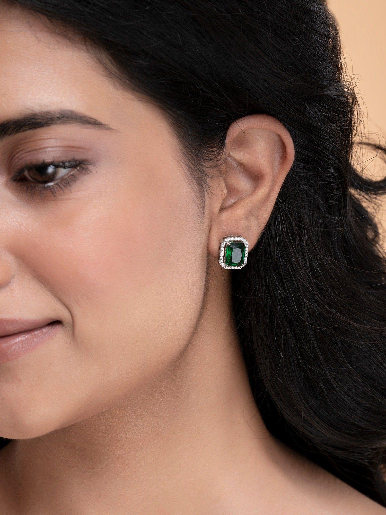 green zircon sterling silver statement studs