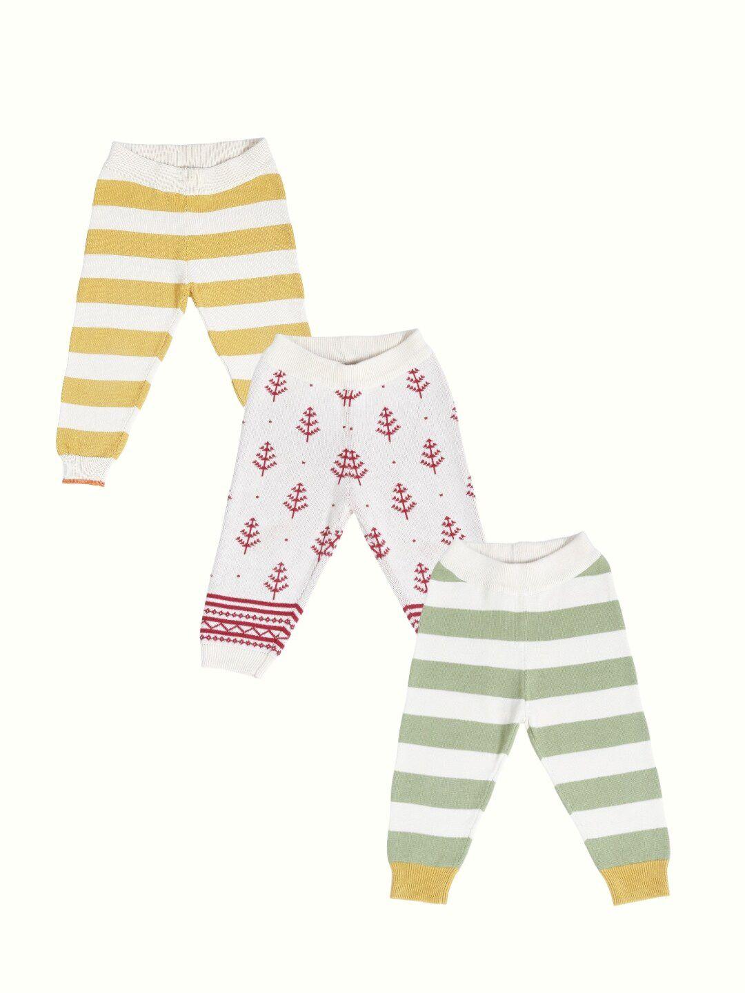 greendeer infants pack of 3 printed pure cotton joggers