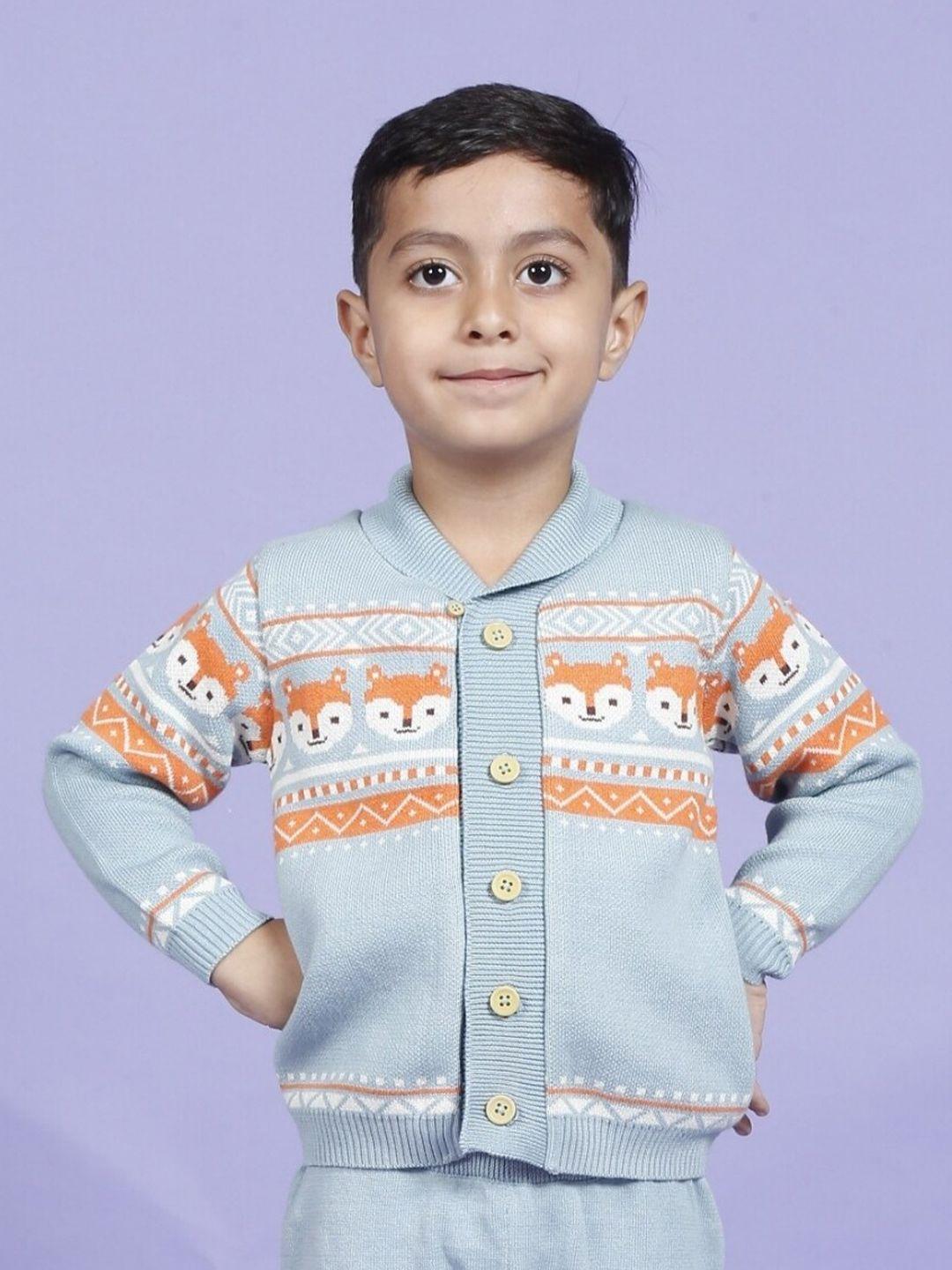 greendeer kids printed cotton cardigan sweater