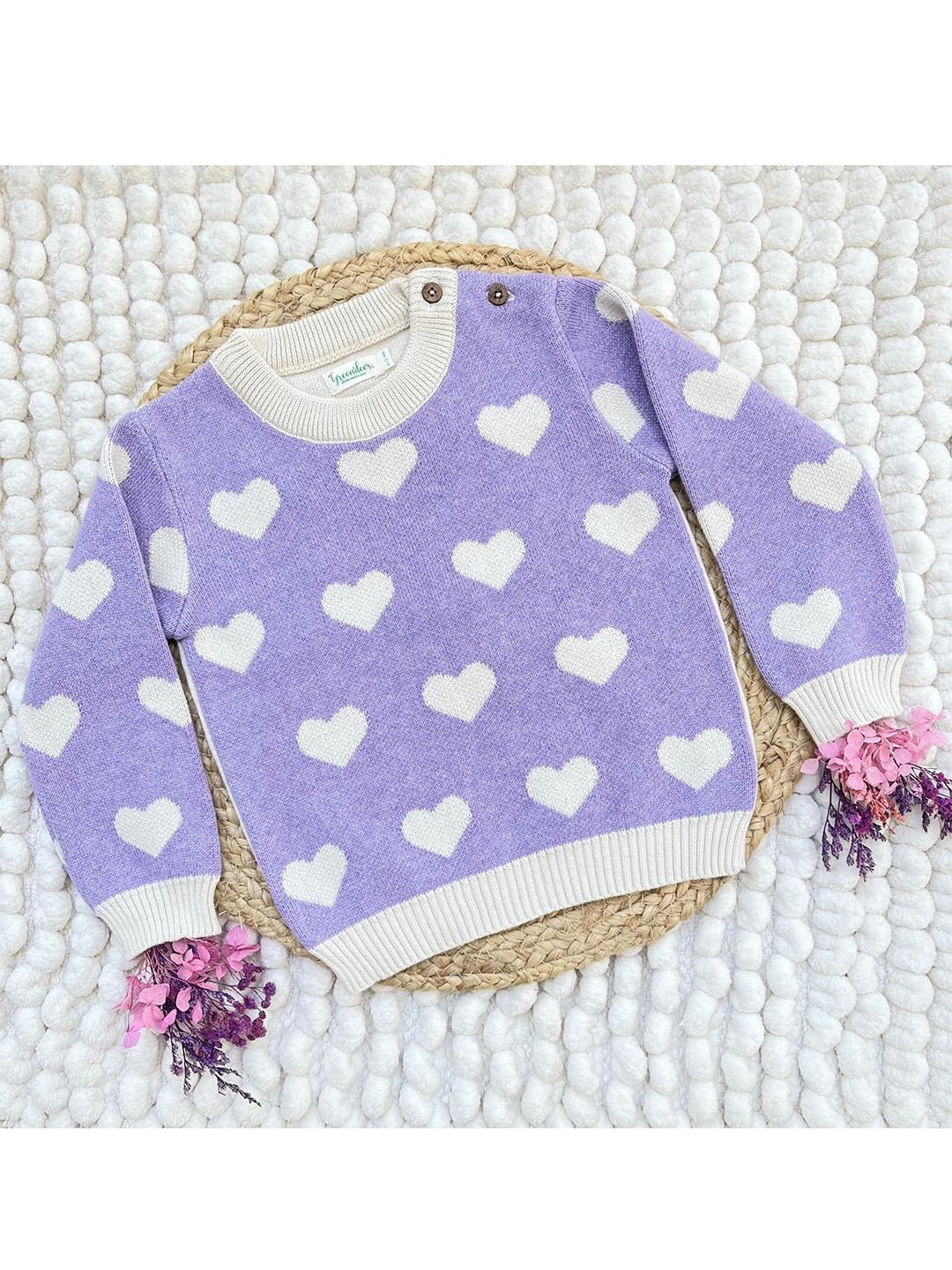 greendeer unisex kids lavender & white pullover