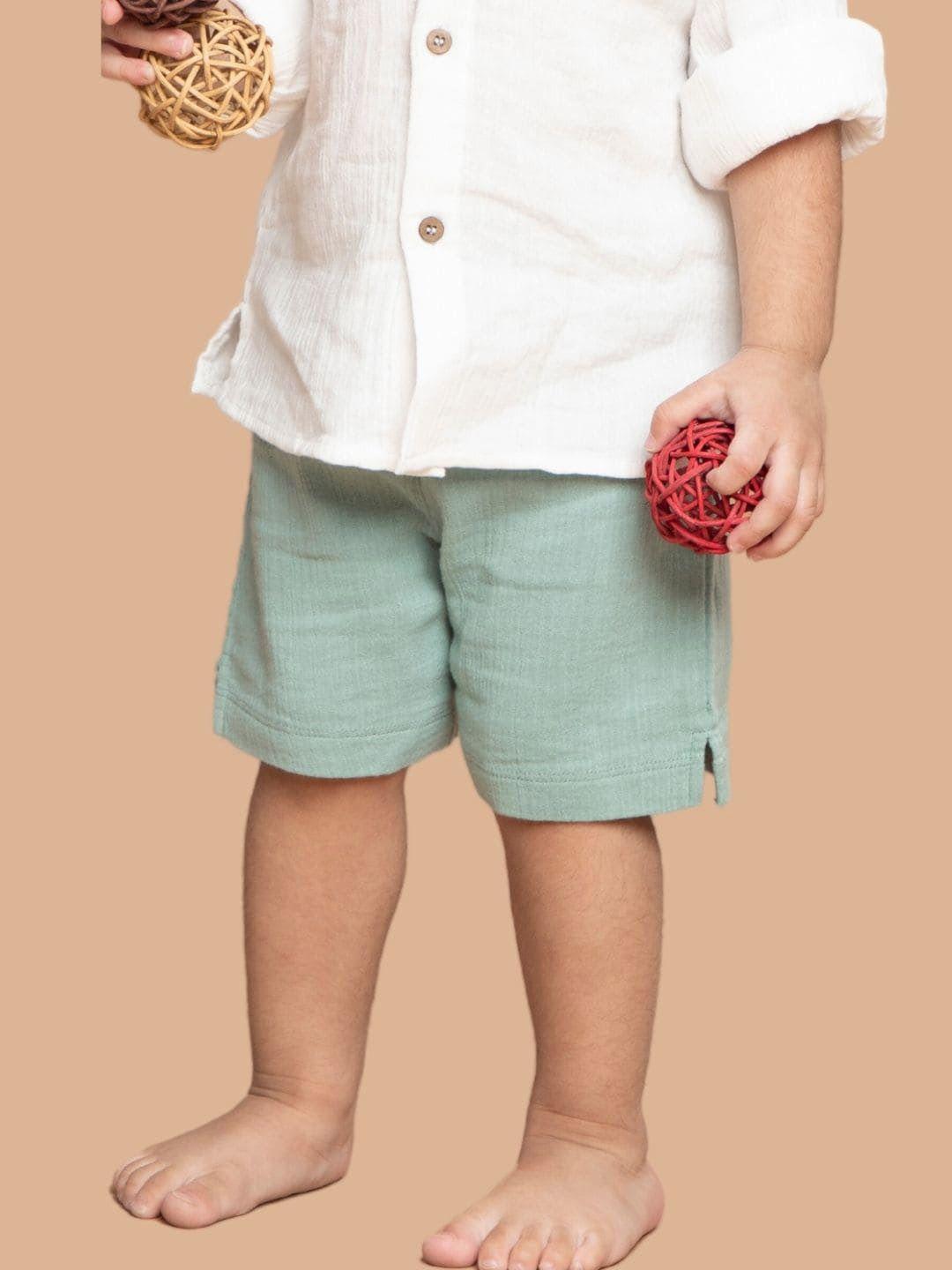 greendeer unisex kids low-rise pure cotton shorts