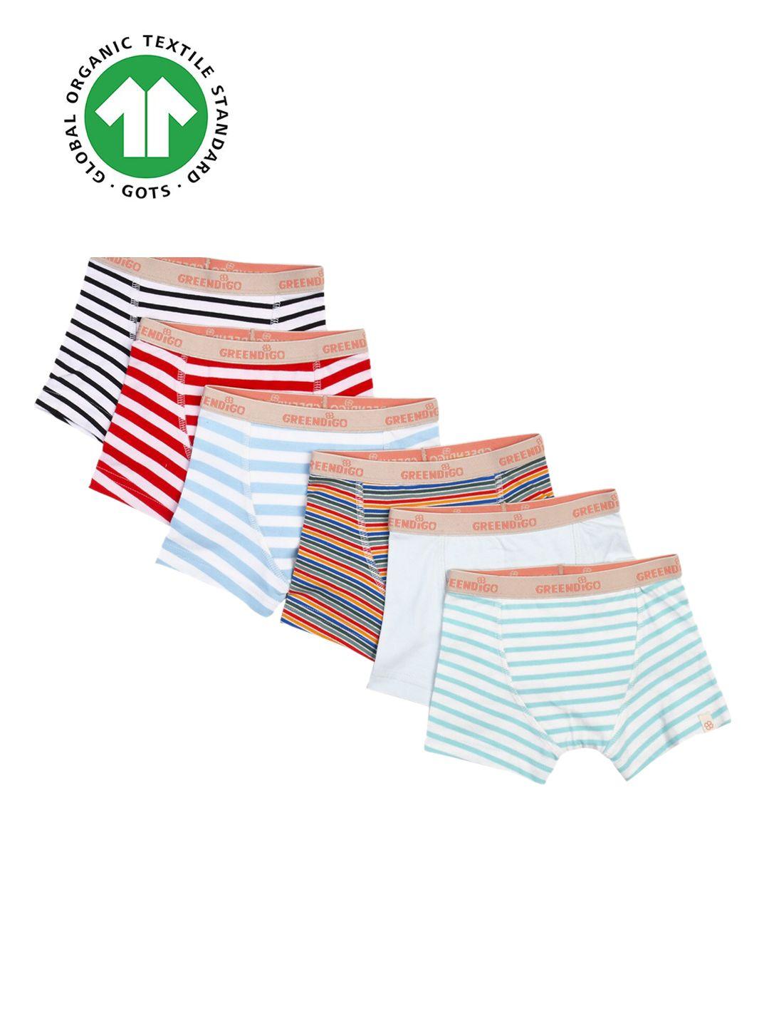 greendigo boys pack of 6 striped organic cotton boy shorts