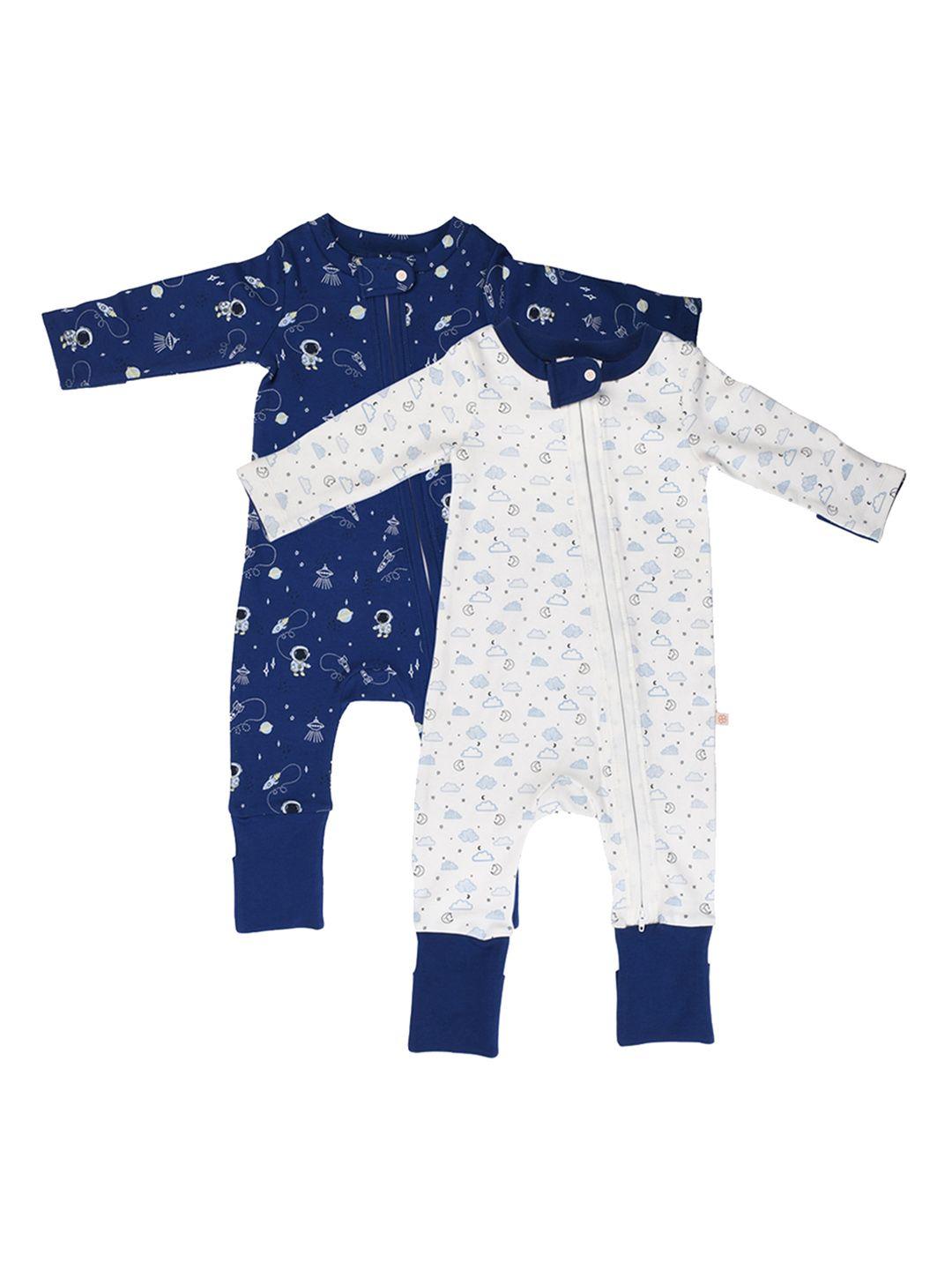 greendigo infant kids pack of 2 conversational printed organic cotton rompers