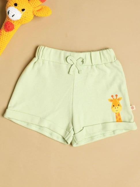 greendigo kids green & orange printed shorts