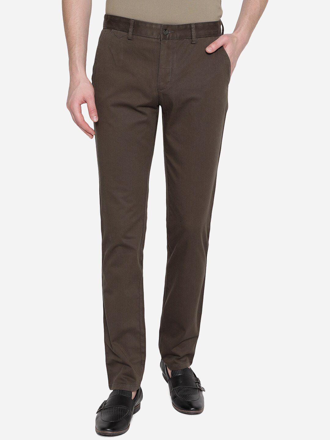 greenfibre men brown skinny fit trousers