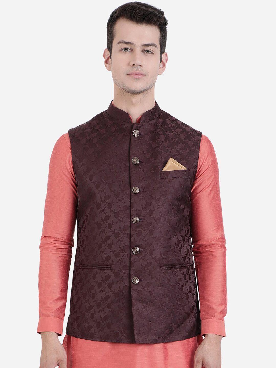 greenfibre-men-maroon-woven-design-nehru-jacket