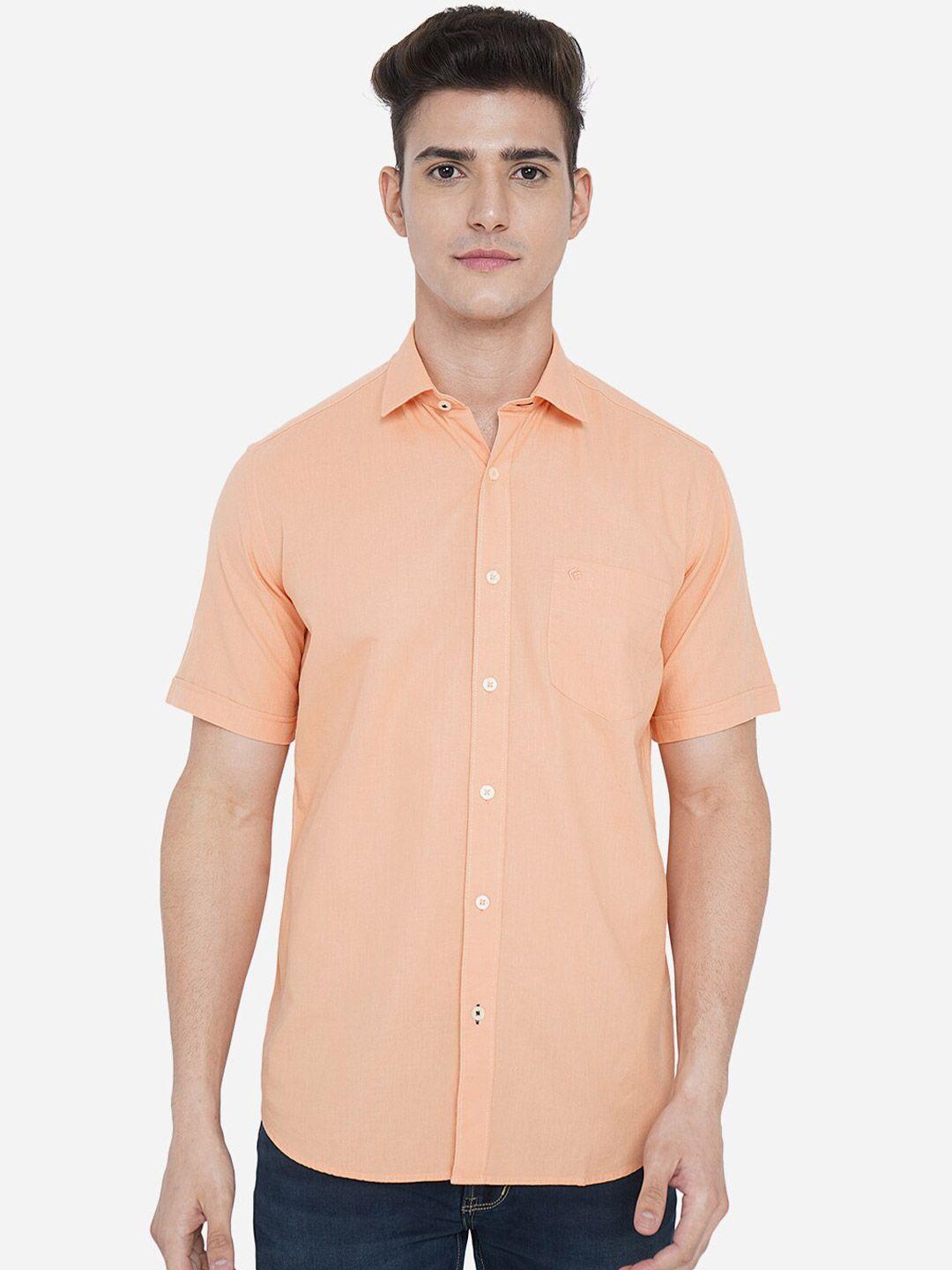 greenfibre men orange slim fit casual shirt