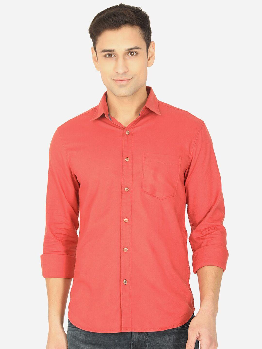 greenfibre men red slim fit pure cotton casual shirt