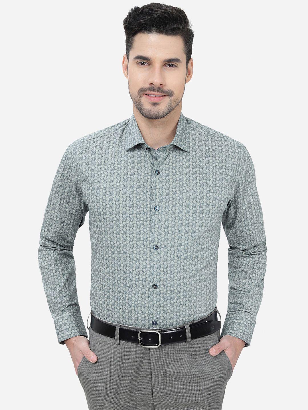 greenfibre slim fit floral printed cotton casual shirt