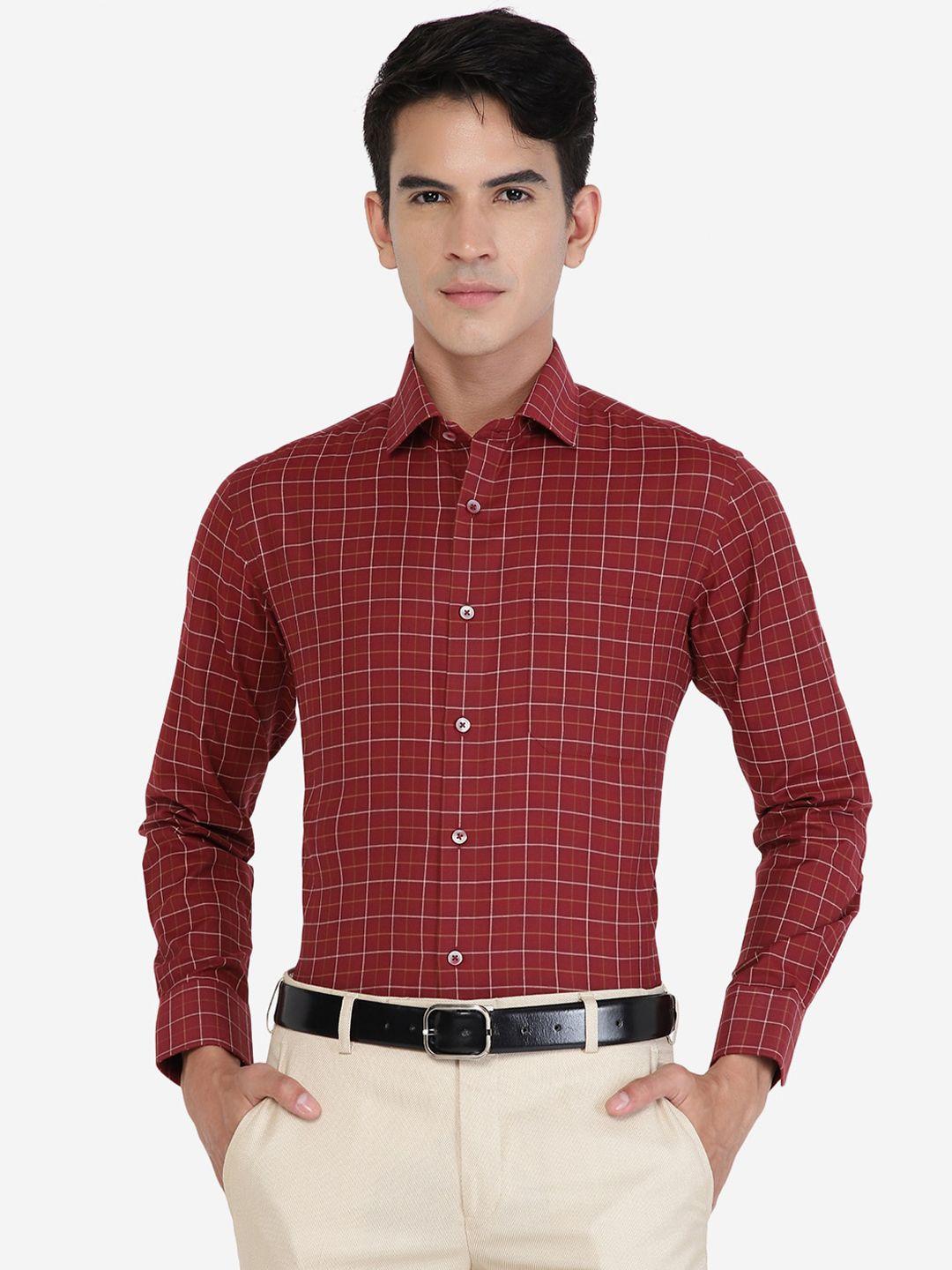 greenfibre  fit grid tattersall checked cotton formal shirt