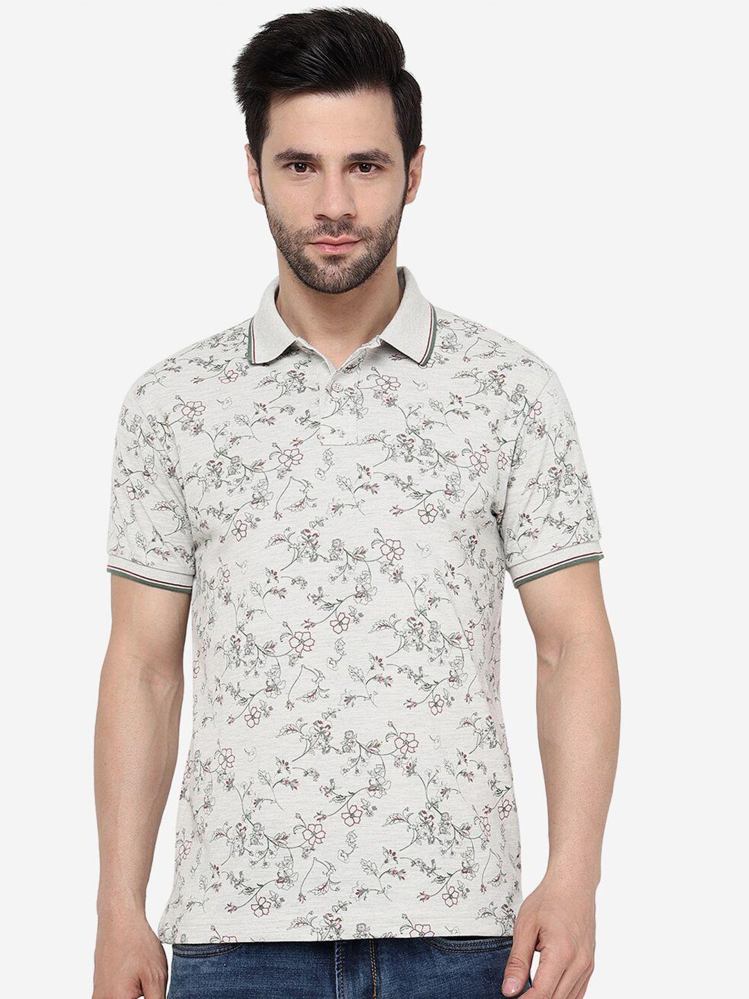 greenfibre floral printed polo collar slim fit t-shirt