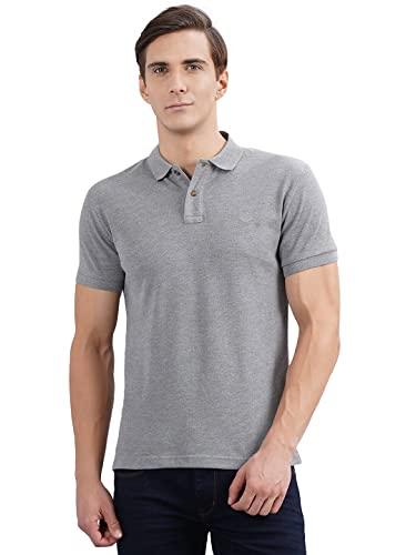 greenfibre men's half sleeve cotton polo t-shirt | cotton blend solid polo neck t shirts for men | slim fit summer wear comfortable polo neck t-shirt grey