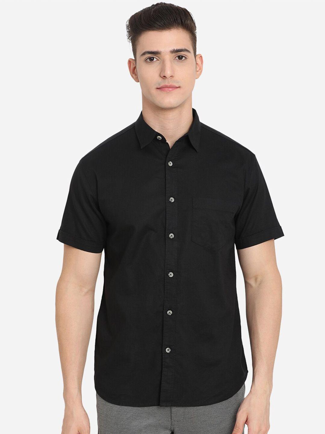 greenfibre men black cotton slim fit custom casual shirt