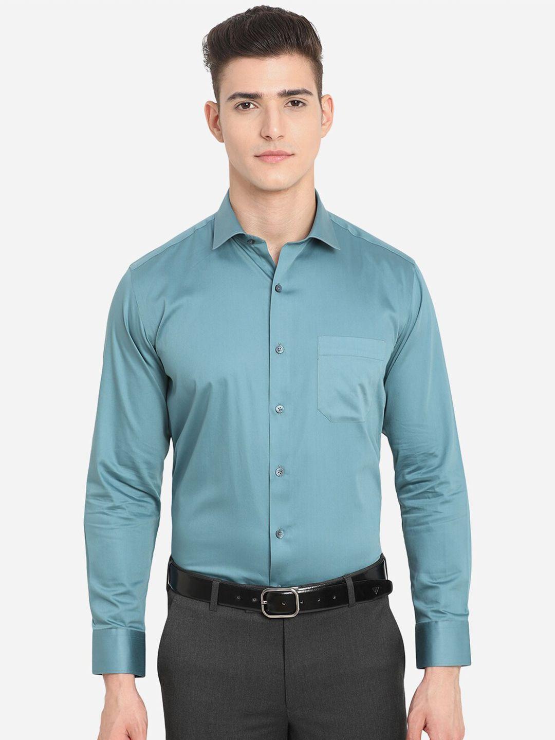 greenfibre men blue custom slim fit formal shirt