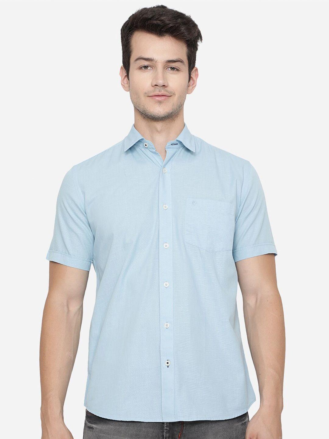 greenfibre men blue slim fit casual shirt