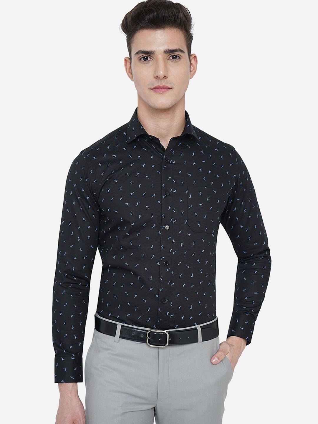 greenfibre men blue slim fit floral printed casual shirt