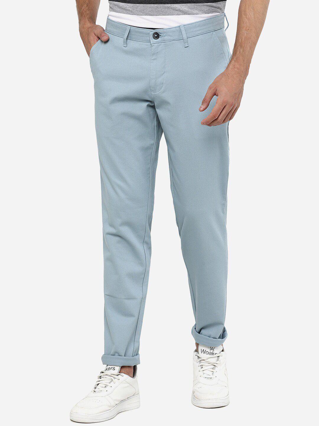 greenfibre men blue slim fit trousers