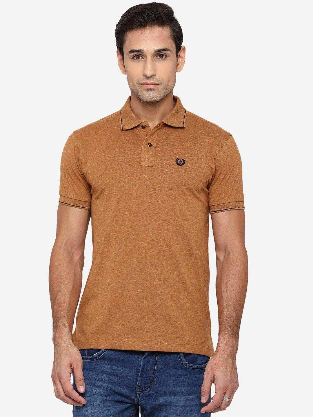 greenfibre men brown polo collar slim fit t-shirt